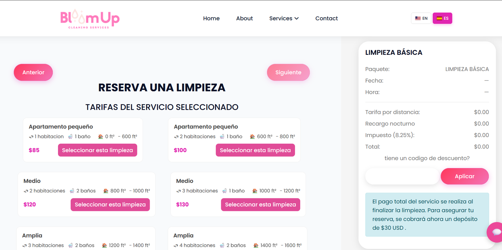 Ejemplo de sitio web para empresa de limpieza