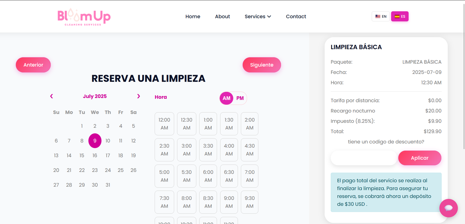 Ejemplo de sitio web para empresa de limpieza
